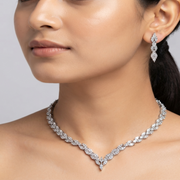 Premium 925 Silver Necklace & Earrings Set for Women